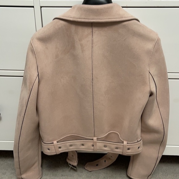 Light Pink Biker Style Jacket with Silver Hardware - Picture 7 of 10